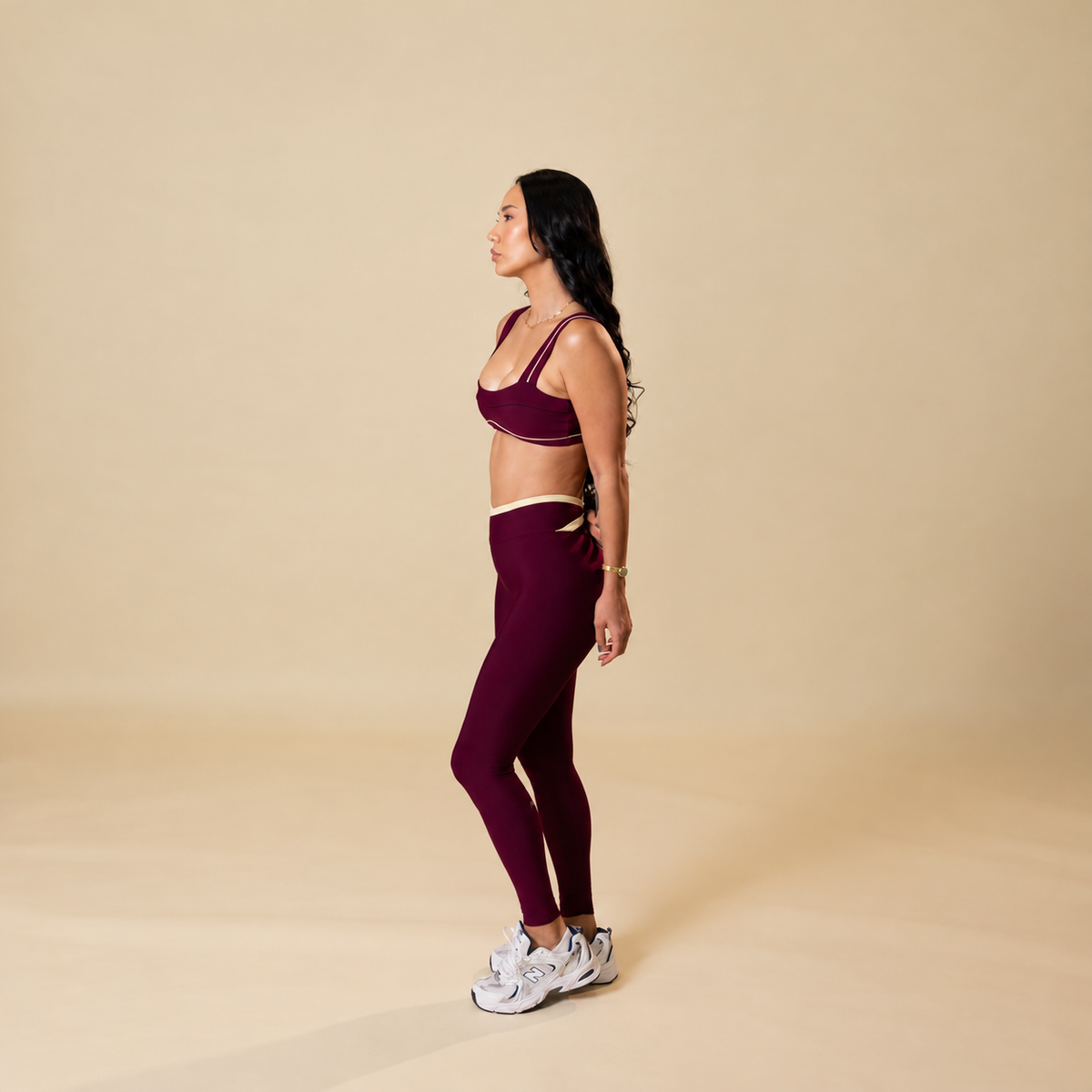 Contrast Leggings V Burgundy