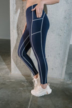 Contrast Pockets leggings Navy - AW