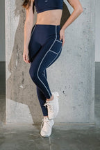 Contrast Pockets leggings Navy - AW