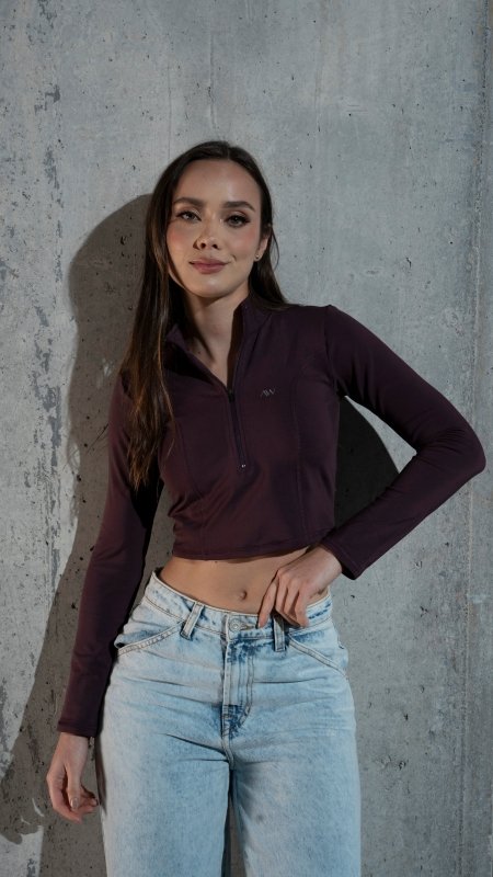 Crop side cuts Plum purple - AW