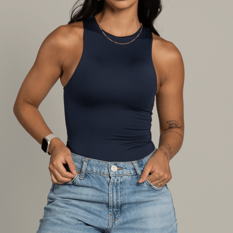 High - neck Bodysuit Navy - AW