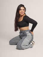 Long Sleeve Crop Negro - AW
