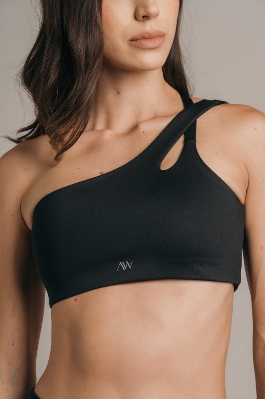 One shoulder sport bra Negro - AW