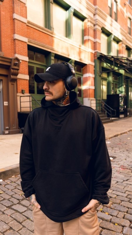 Overzised Hoodie Men Negro - AW