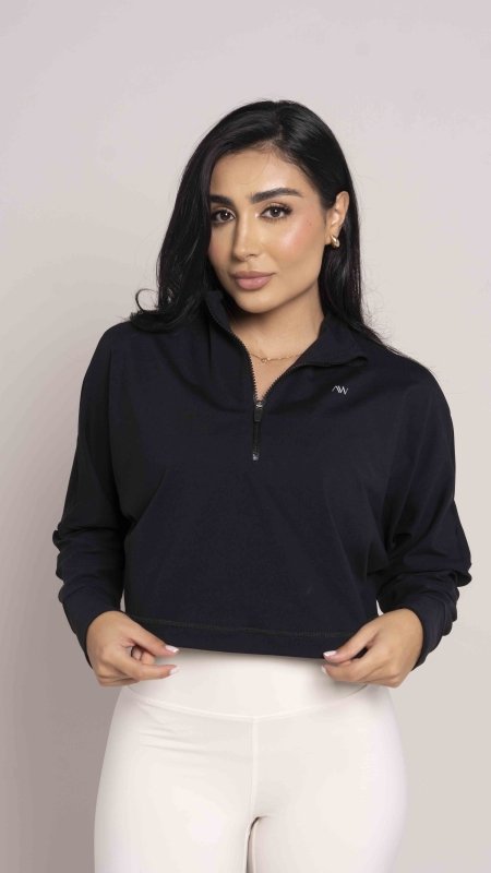 Overzised zip neck Negro - AW