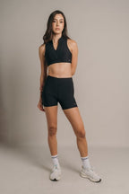 Quarter zip crop Negro - AW